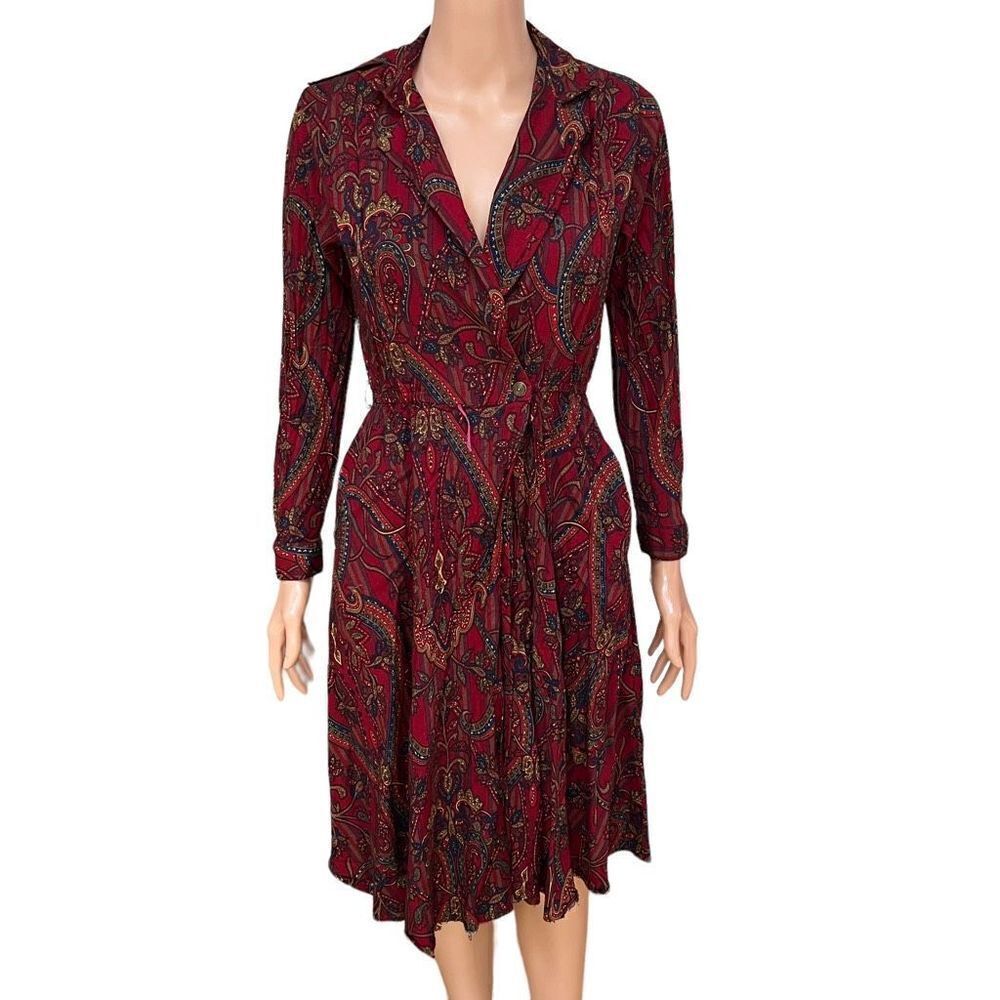 Act 1 New York petite paisley print dress one button closure size 10 vintage